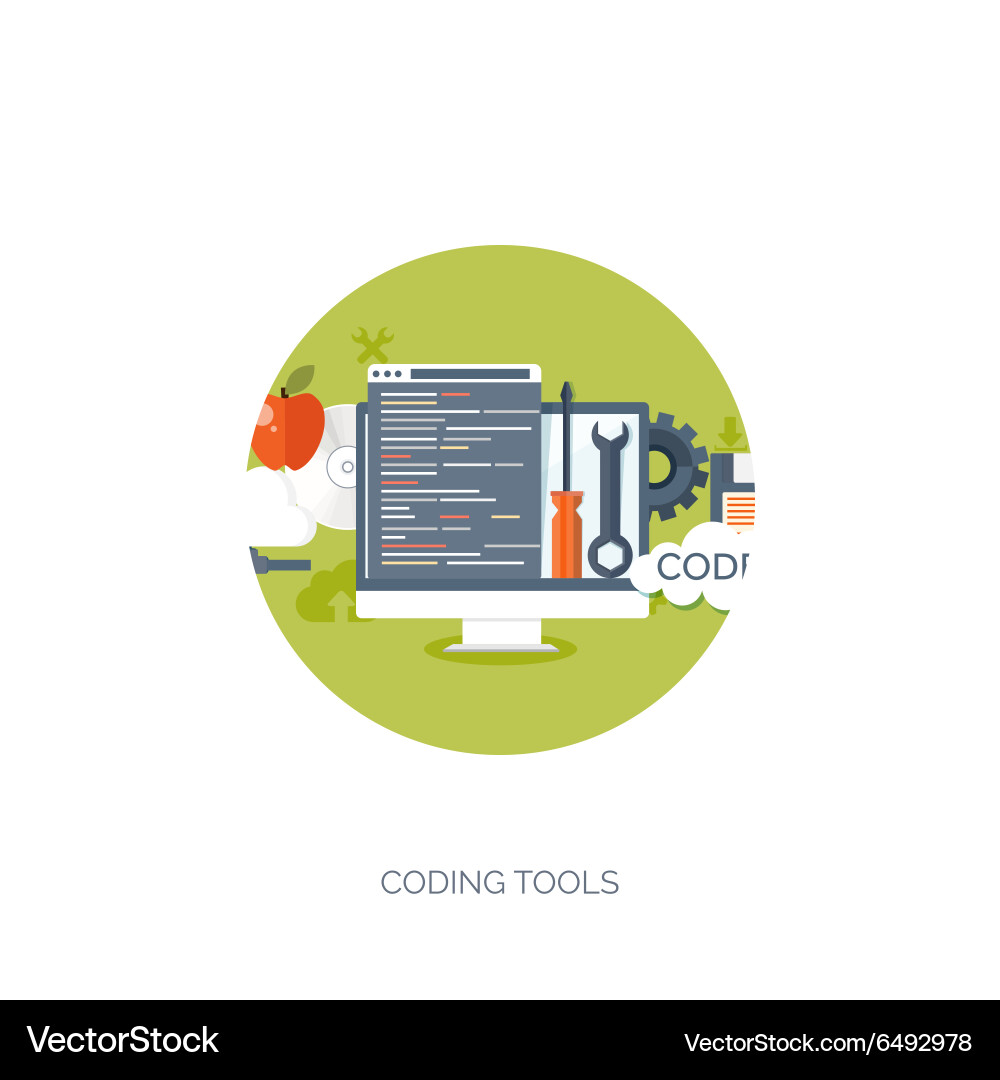 Flat background coding Royalty Free Vector Image