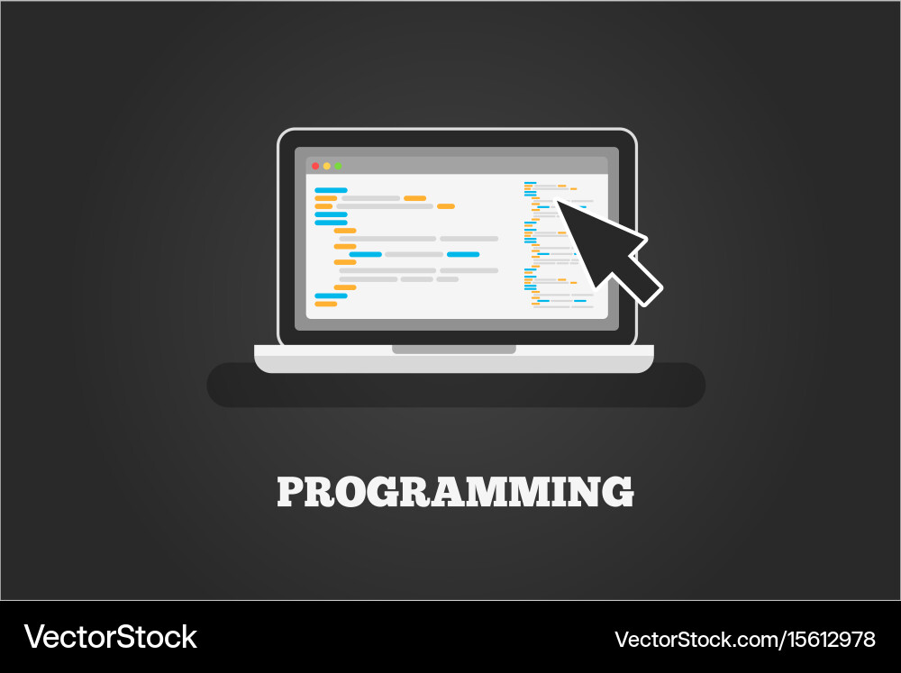 Laptop programming concept vector image