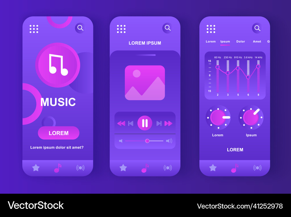Music player unique neomorphic purple design kit Music player unique neomorphic purple design kit vector image
