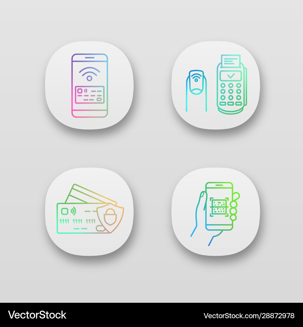 Nfc payment app icons set Nfc payment app icons set vector image