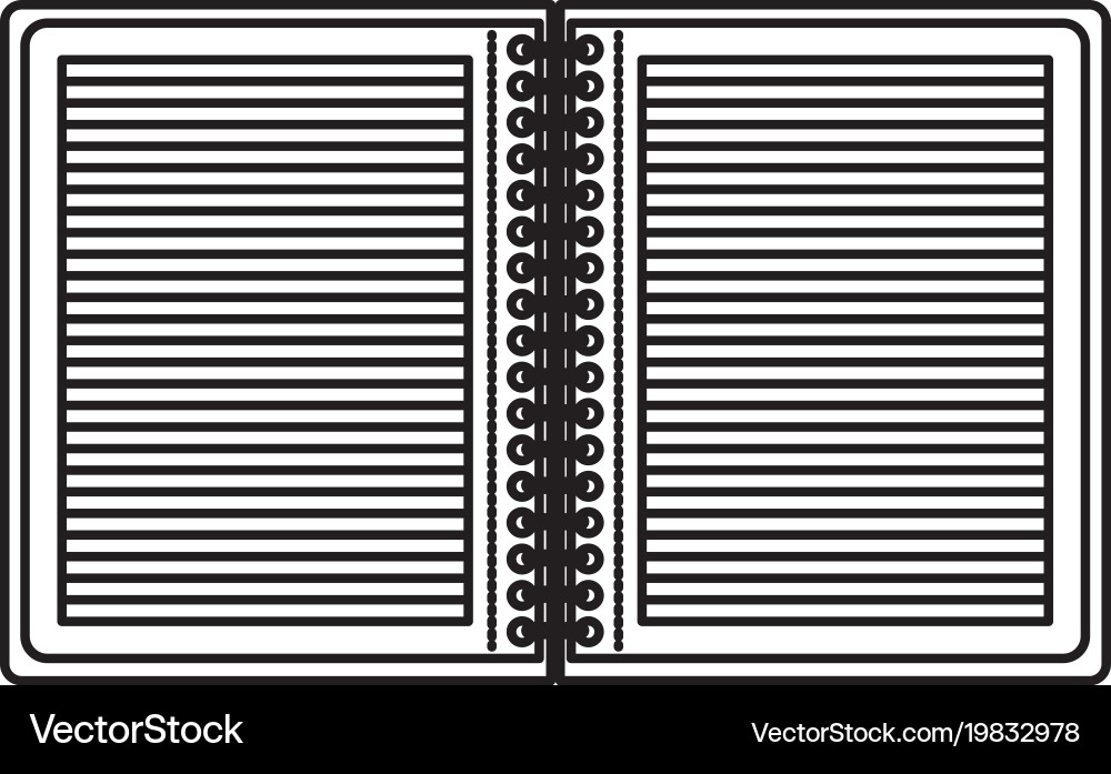 Notebook opened with horizontal lines and metal Vector Image
