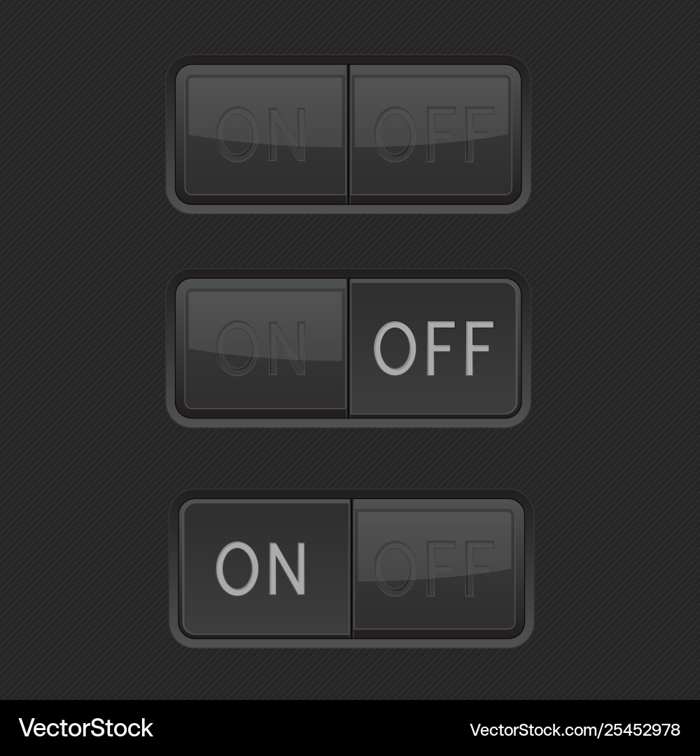 On and off toggle switch buttons black interface vector image