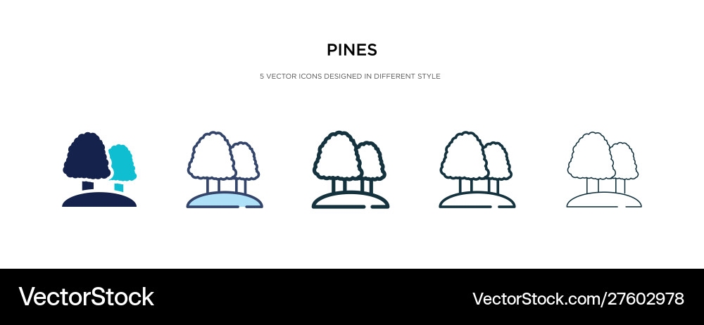 Pines icon in different style two colored vector image
