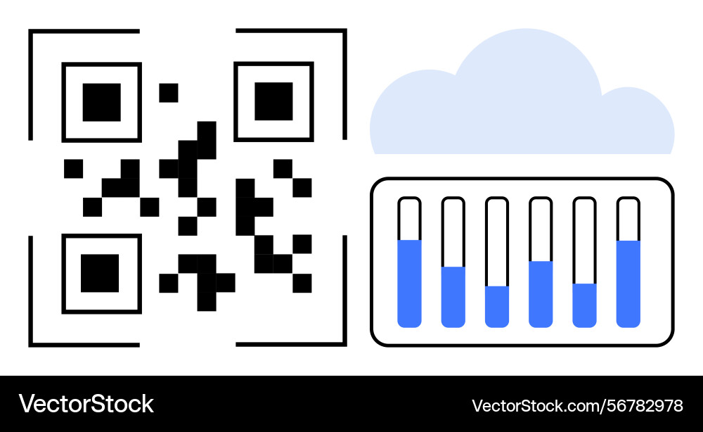 Qr code with cloud data visualization representing Qr code with cloud data visualization representing vector image