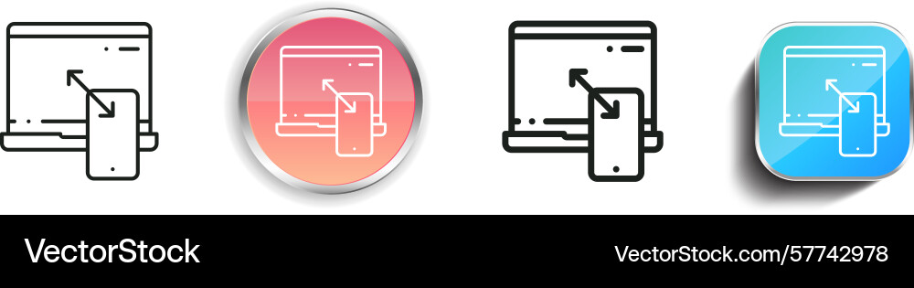 Responsive icon thin linear regular and button Responsive icon thin linear regular and button vector image