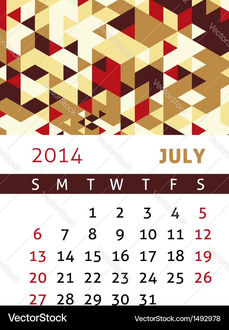 Retro Triangular Calendar 2014 vector image
