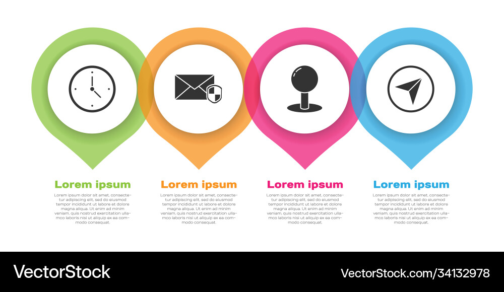 Set fast time delivery envelope with shield push Vector Image