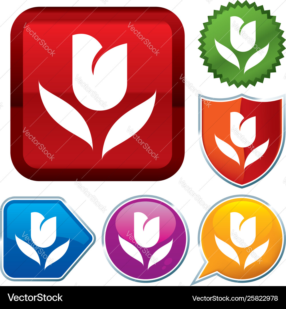 Set shiny icon series on buttons tulip vector image