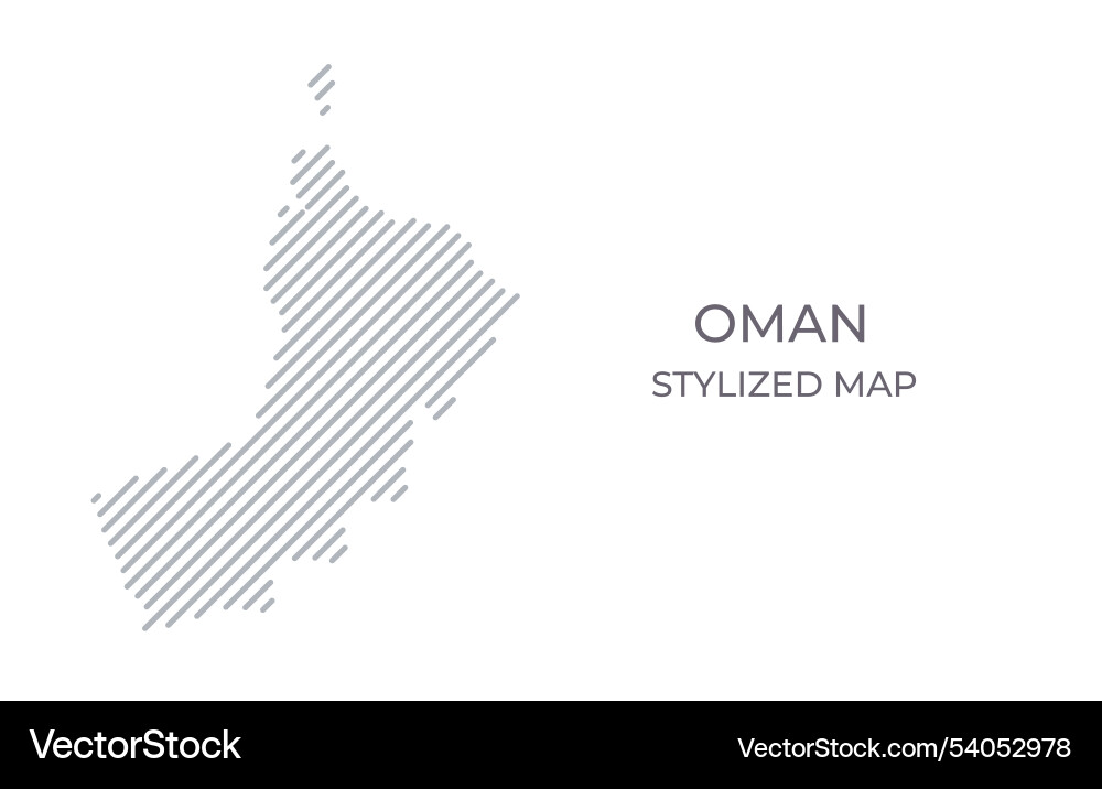 Stylized linear map of oman in minimalistic style vector image