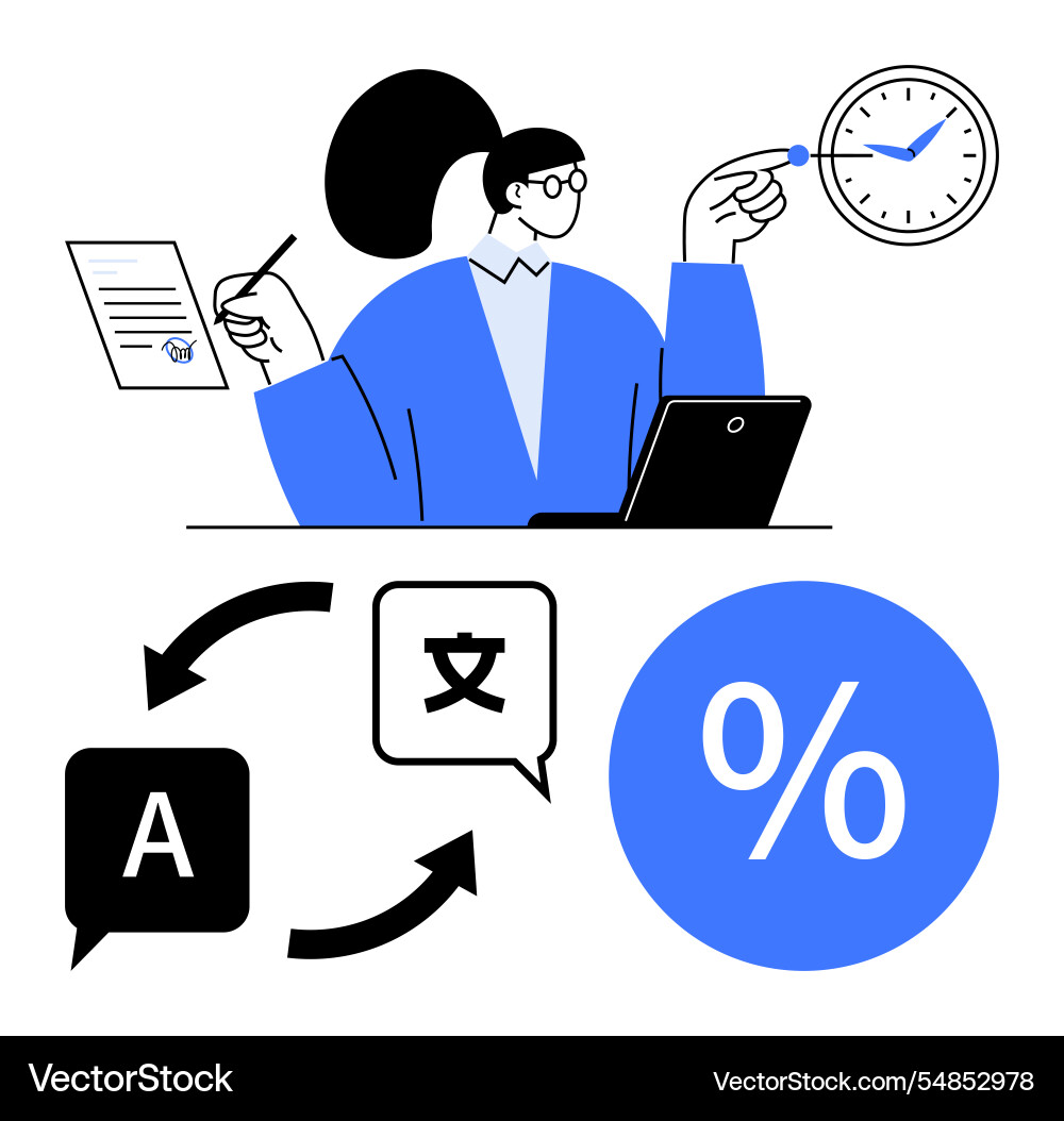 Time management and multitasking in language Time management and multitasking in language vector image