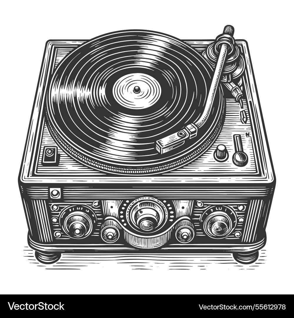 Turntable record player Turntable record player vector image
