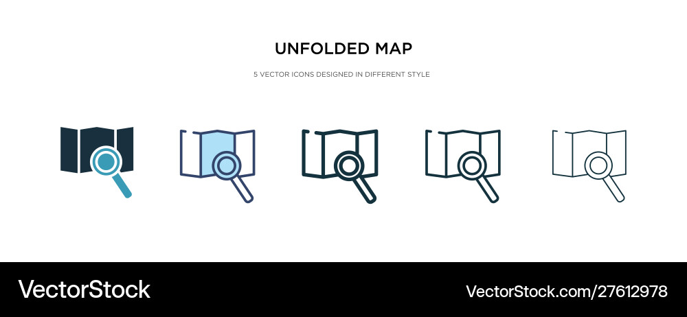 Unfolded map icon in different style two colored Unfolded map icon in different style two colored vector image