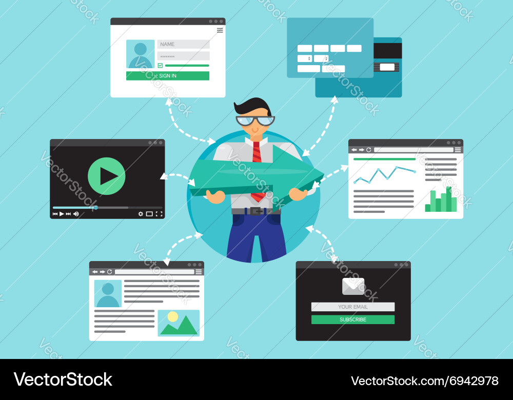 Web virtual socail network vector image