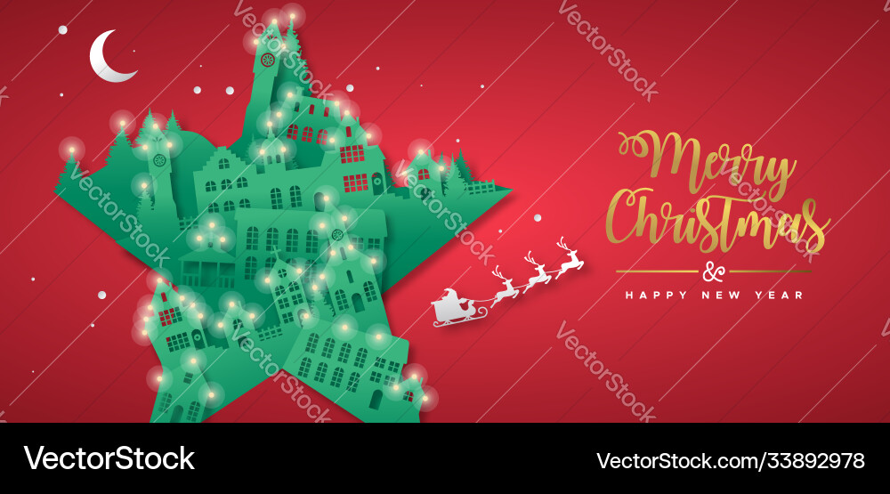 Year papercut star winter city house Year papercut star winter city house vector image