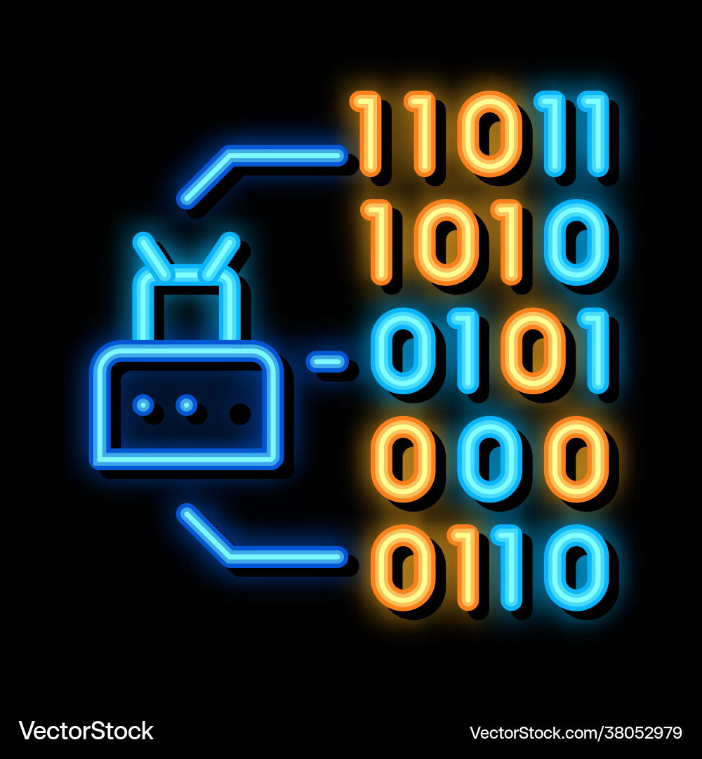 Binary code neon glow icon Binary code neon glow icon vector image