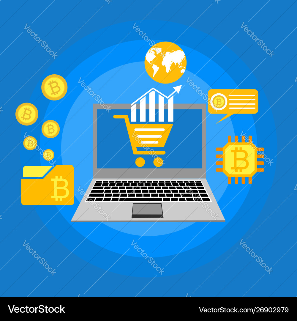 Blockchain scheme mining crypto currency server Blockchain scheme mining crypto currency server vector image