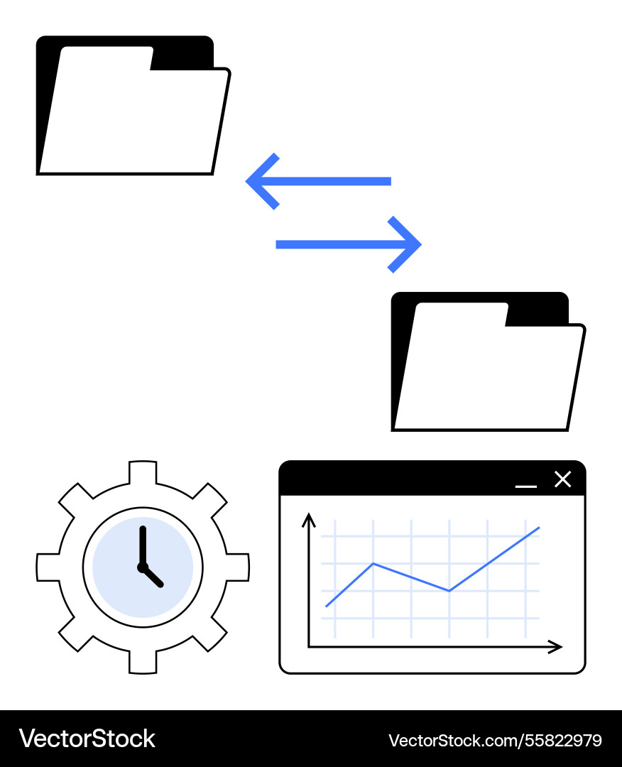 Data transfer between folders with time management Data transfer between folders with time management vector image