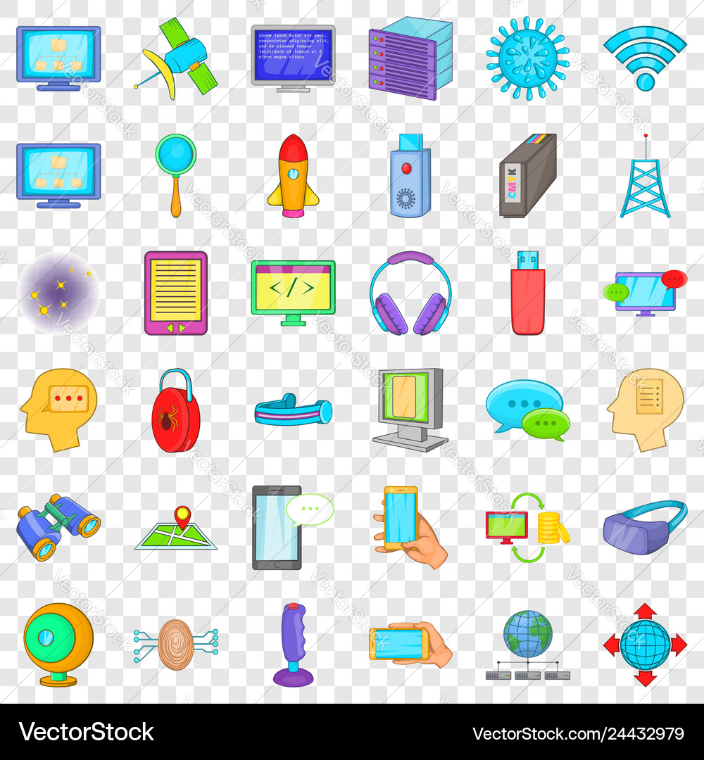 Database and cloud icons set cartoon style Database and cloud icons set cartoon style vector image