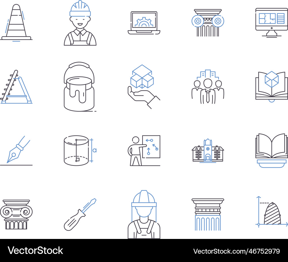 Engineering tech Umriss Icons Sammlung Engineering tech Umriss Icons Sammlung vektorbild