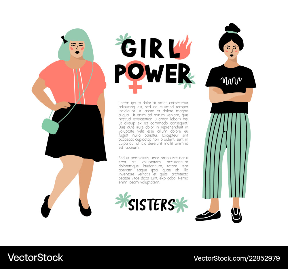 Girl power card feminist poster stylish young Girl power card feminist poster stylish young vector image