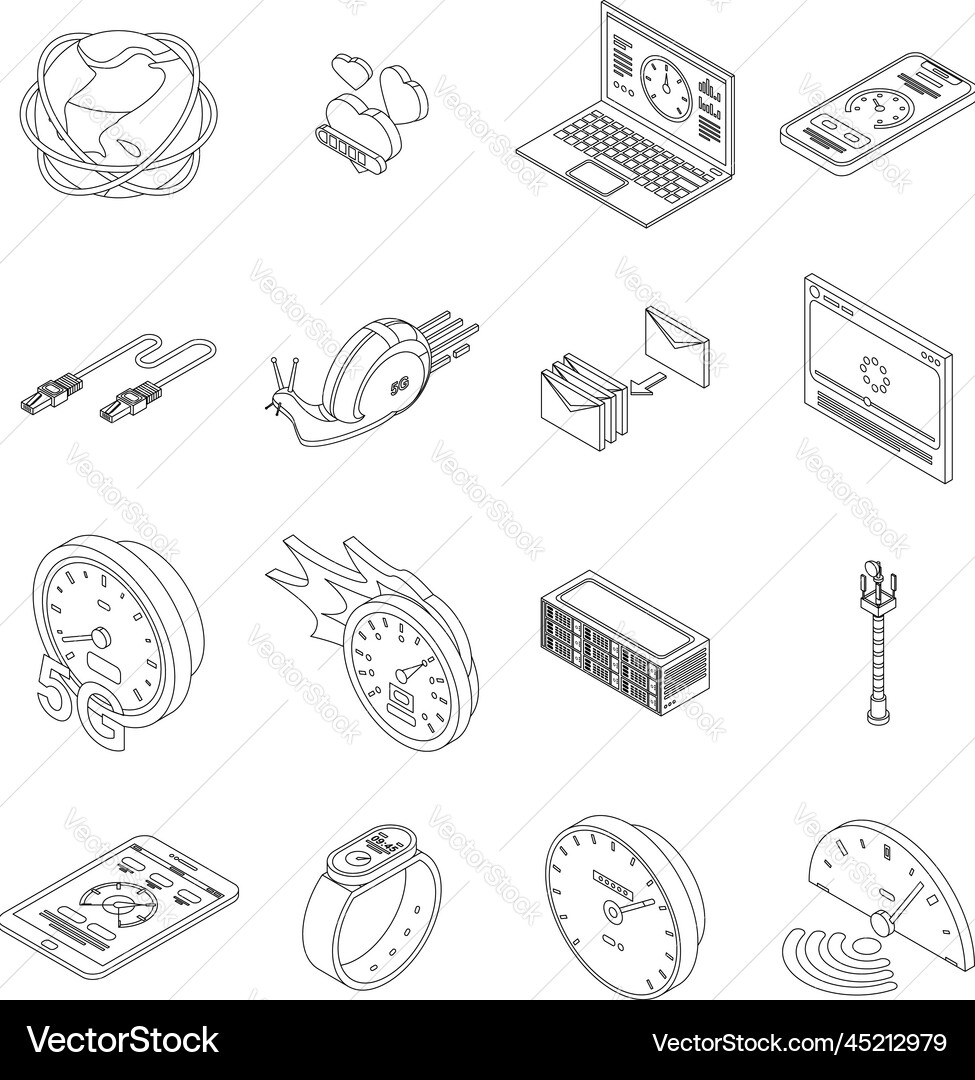 Internet speed icons set outline Internet speed icons set outline vector image