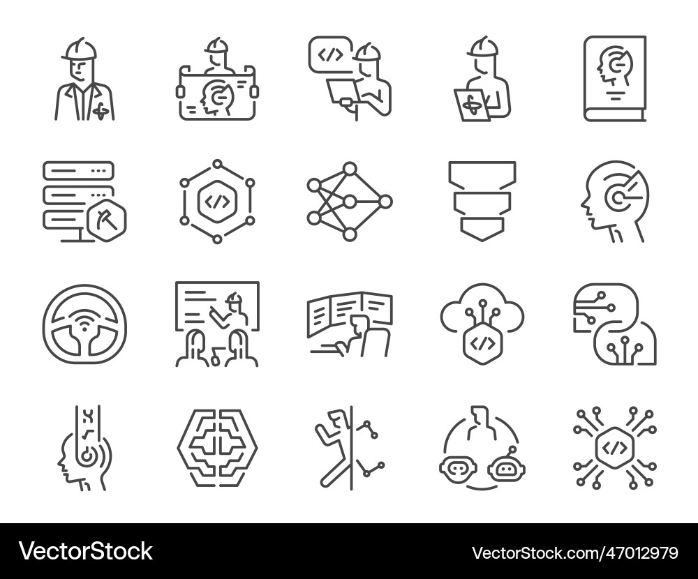 Machine learning engineer icon set Machine learning engineer icon set vector image