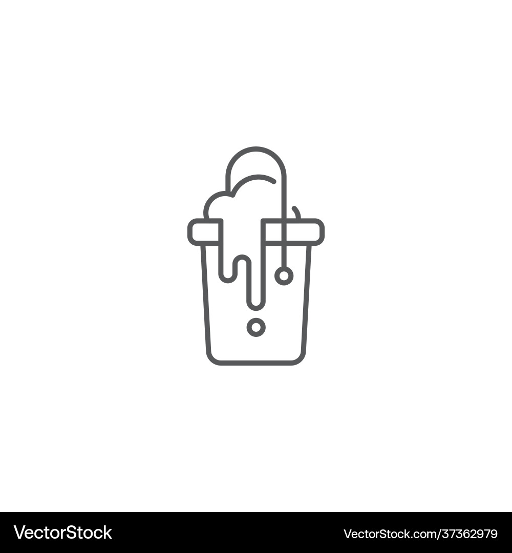 Mop bucket with foam soap line icon linear style Mop bucket with foam soap line icon linear style vector image