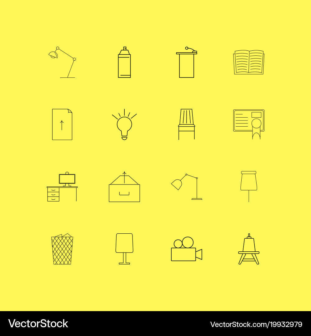 Office linear icon set simple outline icons vector image