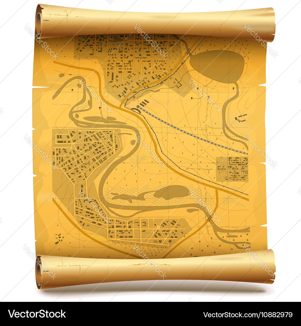 Paper scroll with map vector image