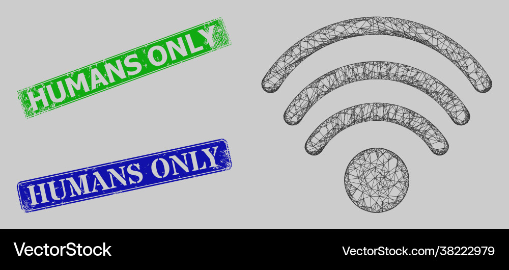 Scratched humans only badges and net wi-fi source Scratched humans only badges and net wi-fi source Vector Image
