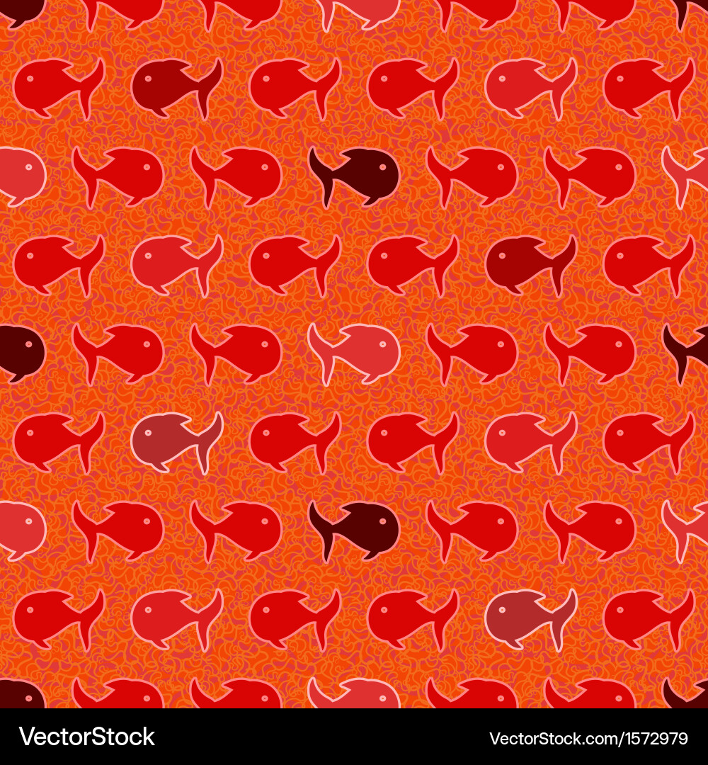 Seamless abstract pattern wits red and orage fish vector image