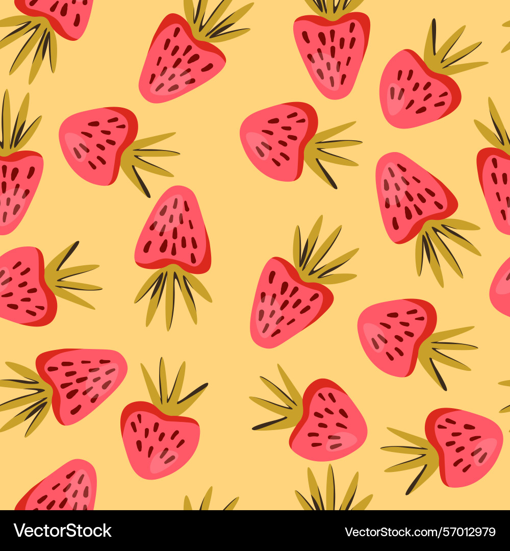 Seamless pattern with strawberry on color Vector Image