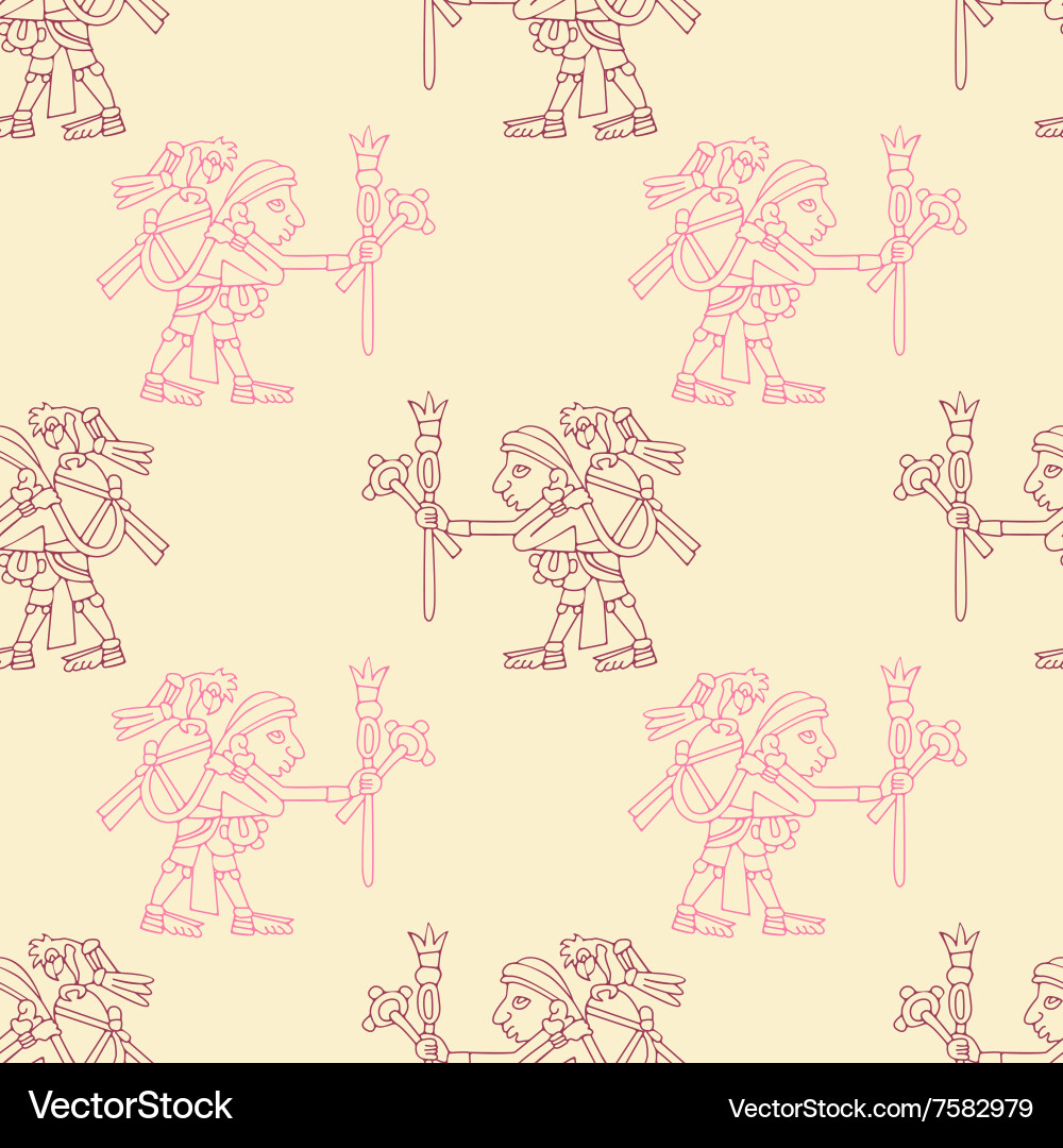 Seamless pattern with symbols from aztec codices Vector Image