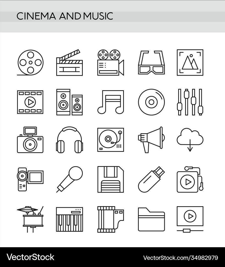 Set cinema and music Set cinema and music Vector Image