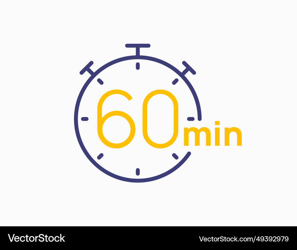 Timer 60 minutes line icon clock countdown Timer 60 minutes line icon clock countdown vector image