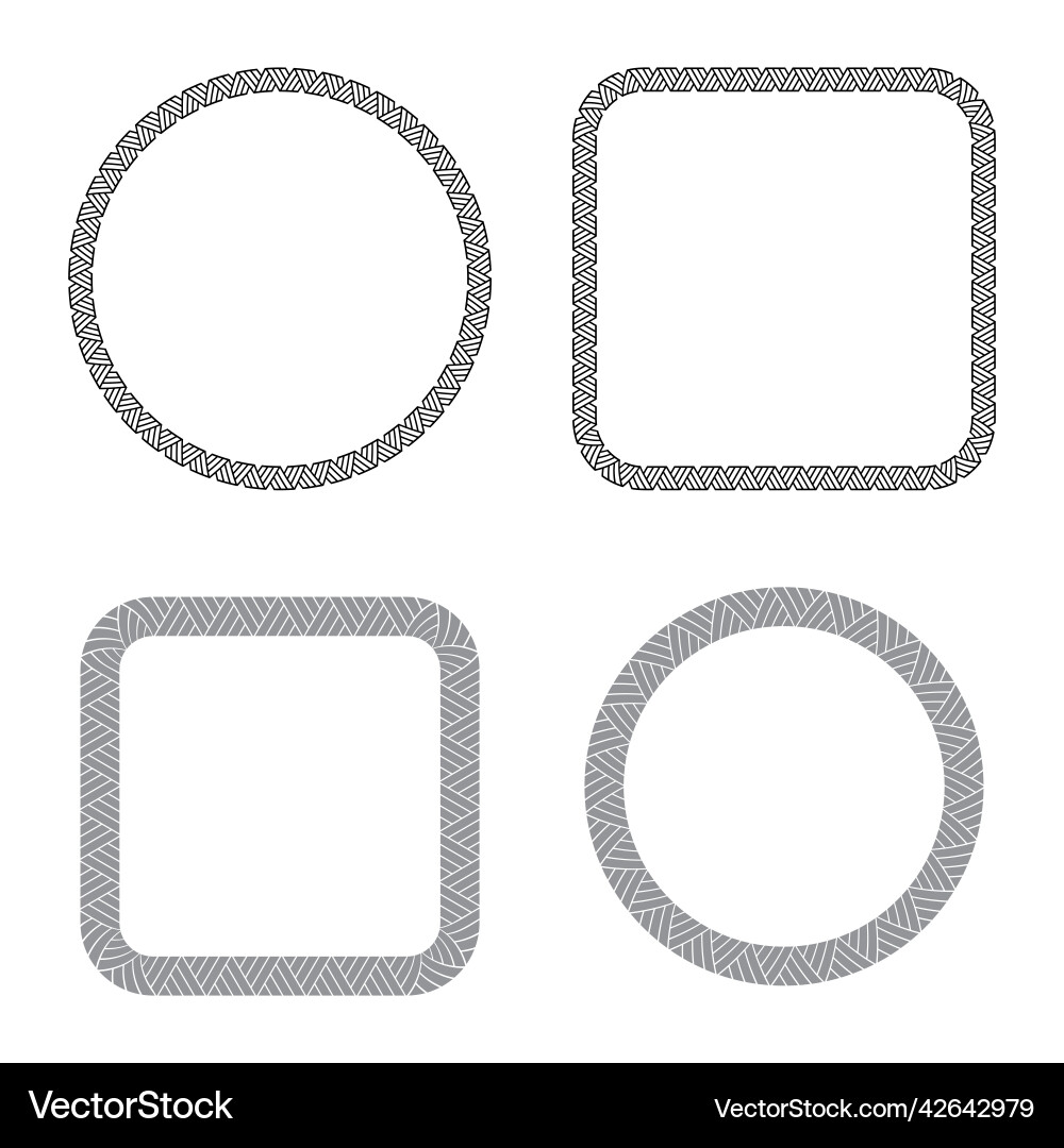 Ziczac line boarder circle pattern frame Vector Image
