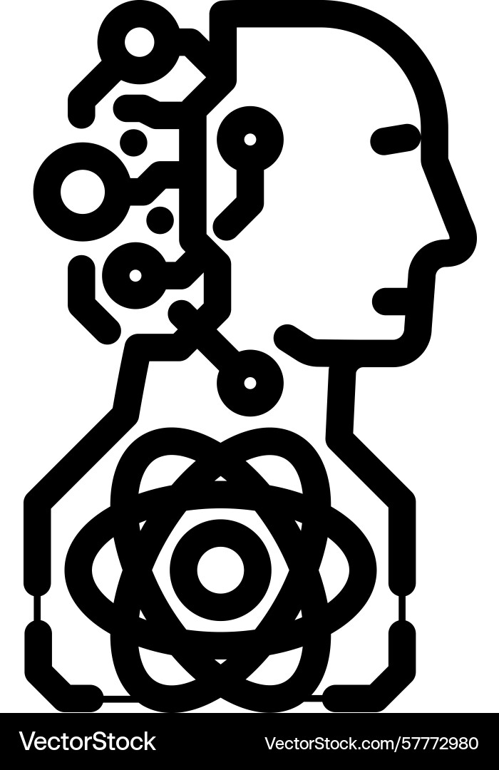 Ai and computing merge quantum computer line icon Ai and computing merge quantum computer line icon vector image
