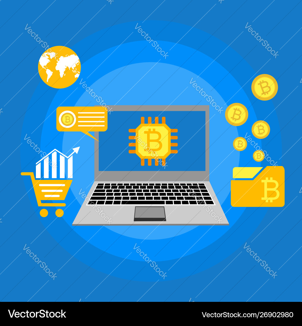 Blockchain scheme mining crypto currency server Blockchain scheme mining crypto currency server vector image