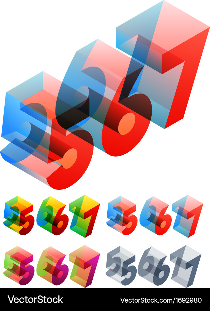 Colored text in isometric view vector image