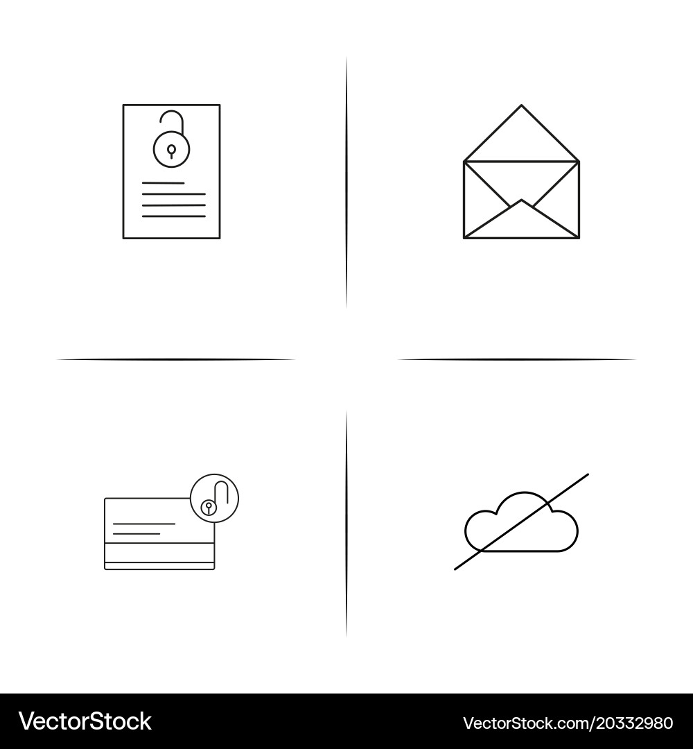 Cyber security simple linear icon setsimple vector image