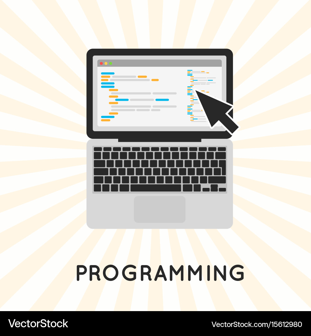 Laptop programming concept vector image