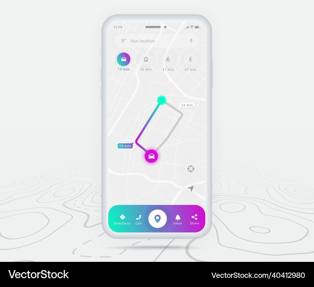 Map gps navigation ux ui concept smartphone Map gps navigation ux ui concept smartphone Vector Image