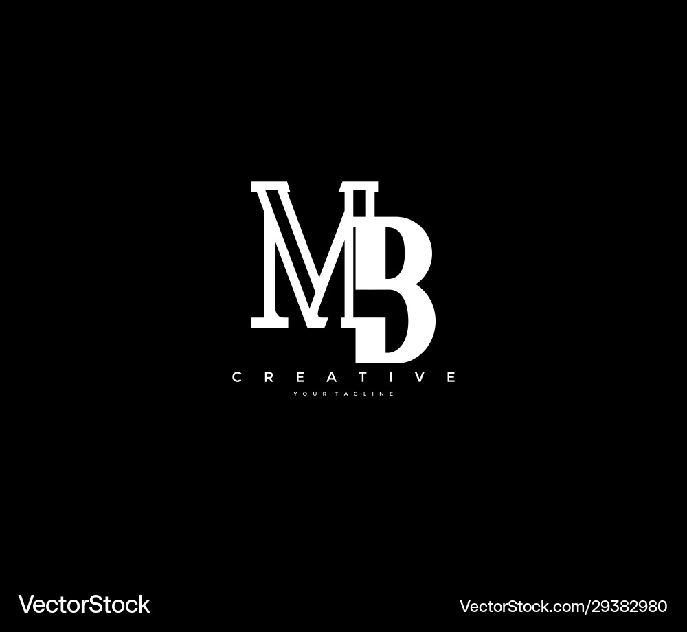 Monogram linear shape linked letter mb logotype vector image