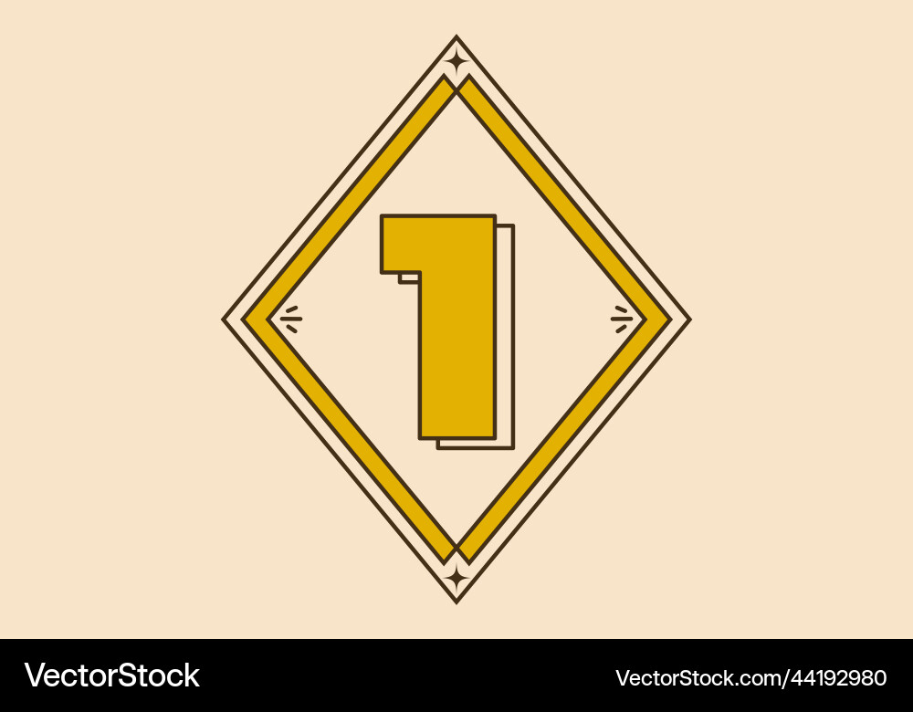 Number 1 in retro frame design Number 1 in retro frame design vector image