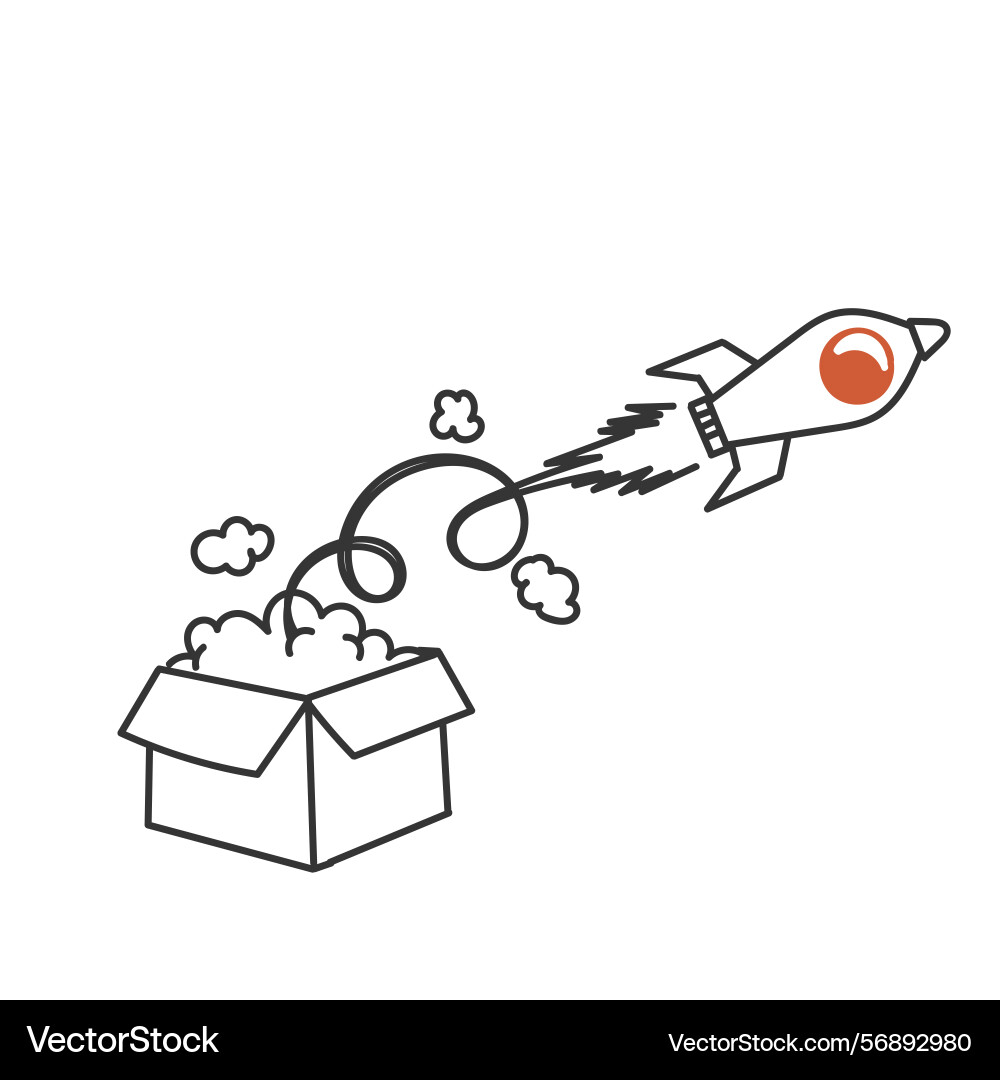 Rocket launch from inside the package box Rocket launch from inside the package box vector image