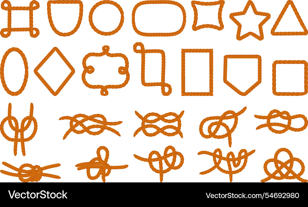 Rope frames set string borders different shapes Rope frames set string borders different shapes vector image