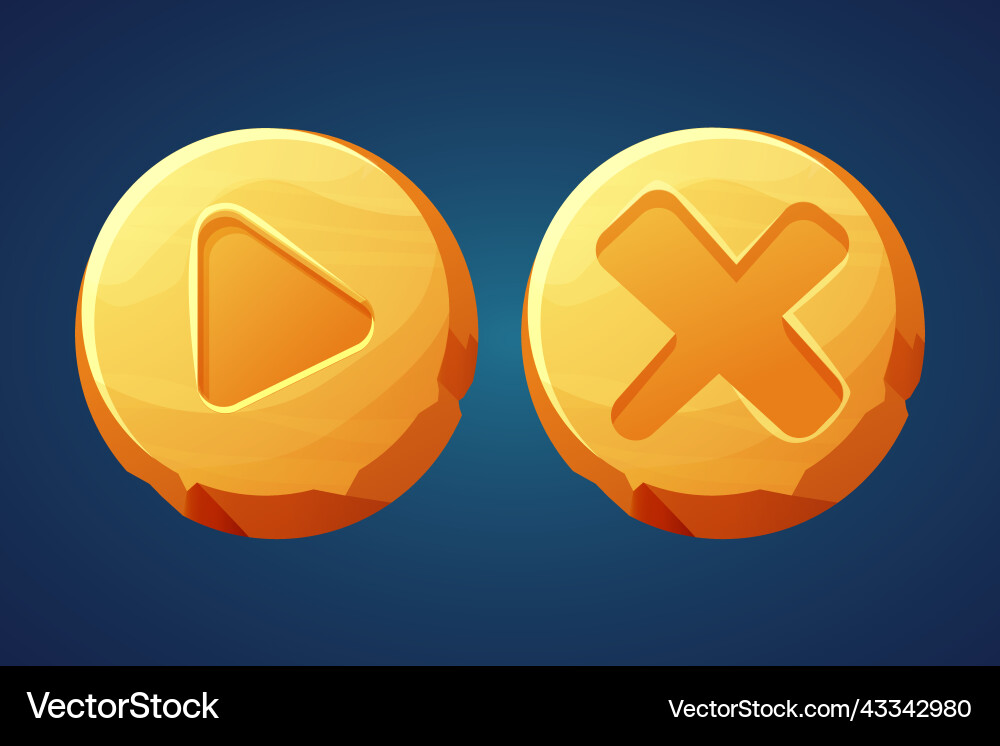 Set golden buttons game interface menu element Set golden buttons game interface menu element vector image