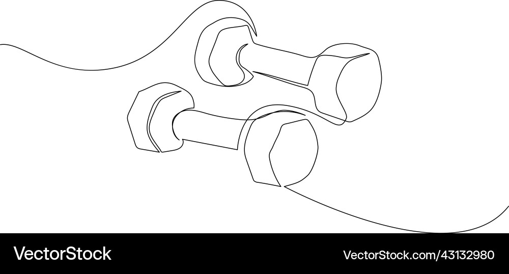 Set of dumbbells one line art continuous Set of dumbbells one line art continuous Vector Image