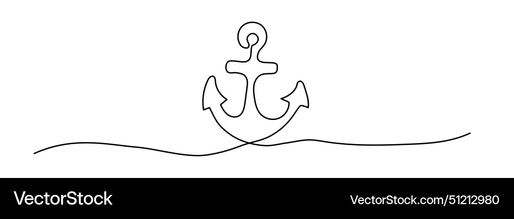 Ship anchor shape drawing by continuous line thin Ship anchor shape drawing by continuous line thin vector image