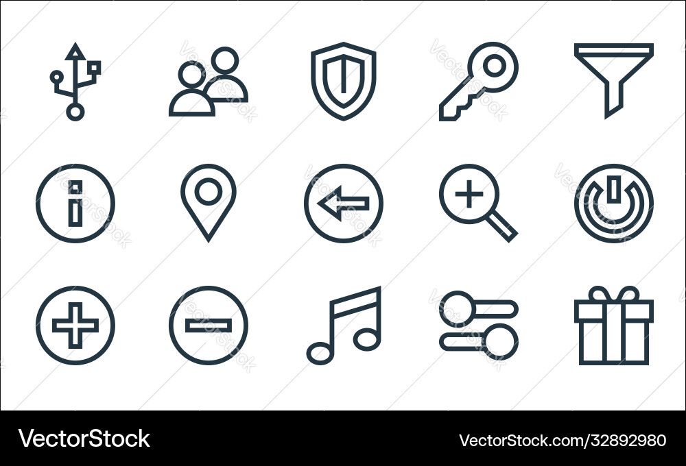 Web essentials line icons linear set quality vector image